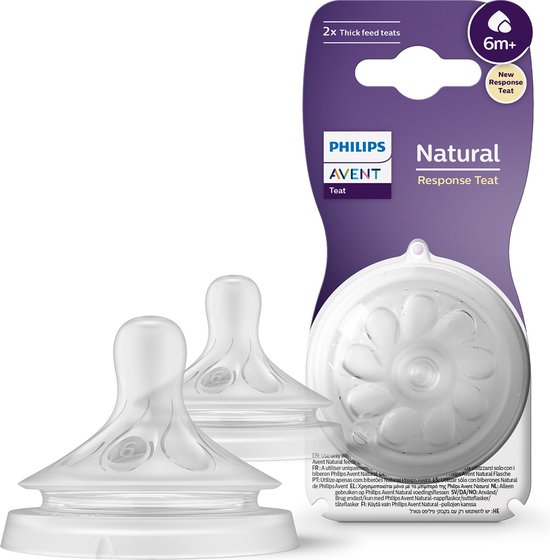 Avent Natuurlijke Zuigreflex – Papspeen Snelheid 6, 6+ maanden, 2 stuks Flesspenen