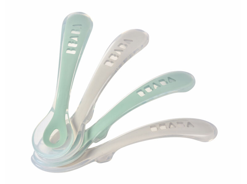 Béaba - 4 Siliconelepels Velvet/Sage 8M