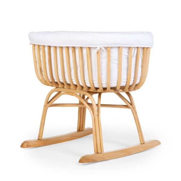 Childhome - Rattan Wieg - 90x70x71 Cm + Matras - 77x42x4 Cm - Jersey Hoe
