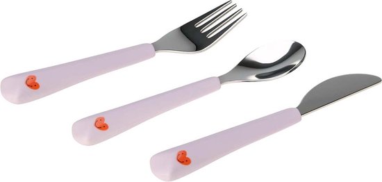 Lassig - Bestek met Siliconen handvat - Happy Rascals, Hart Lavender