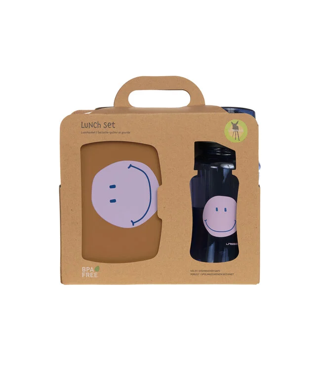 Lassig - Lunch Set Little Gang Smile caramel/blue (Lunchbox en drinkfles)
