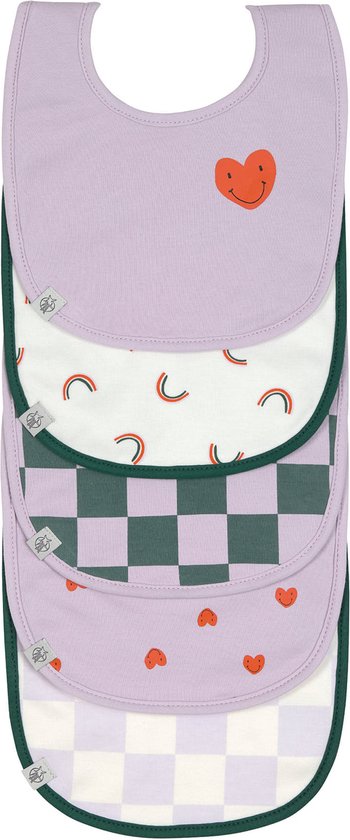 Lassig - Slabbetje 5 stuks Voordeelpack Happy Rascals Heart Lavender