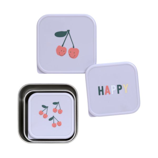 Lassig - Snackbox Stainless Steel 3 stuks - Happy Fruits Cherry