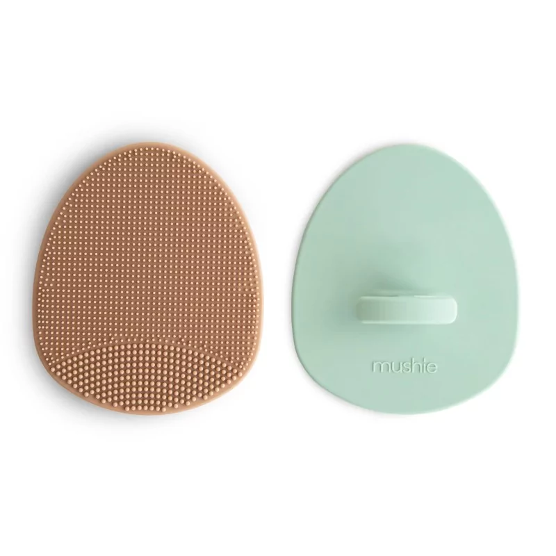 Mushie - Cradle Cap Brush - 2pack Naturel/Cambridge Blue