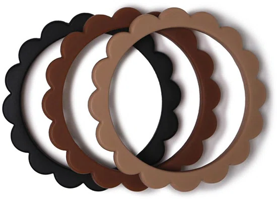 Mushie - Flower Bracelet - Black/Natural/Caramel