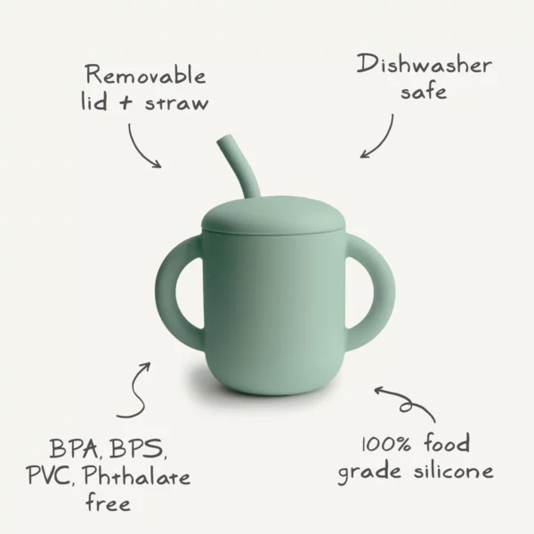 Mushie - Silicone Training Cup * Straw - Dried Thyme