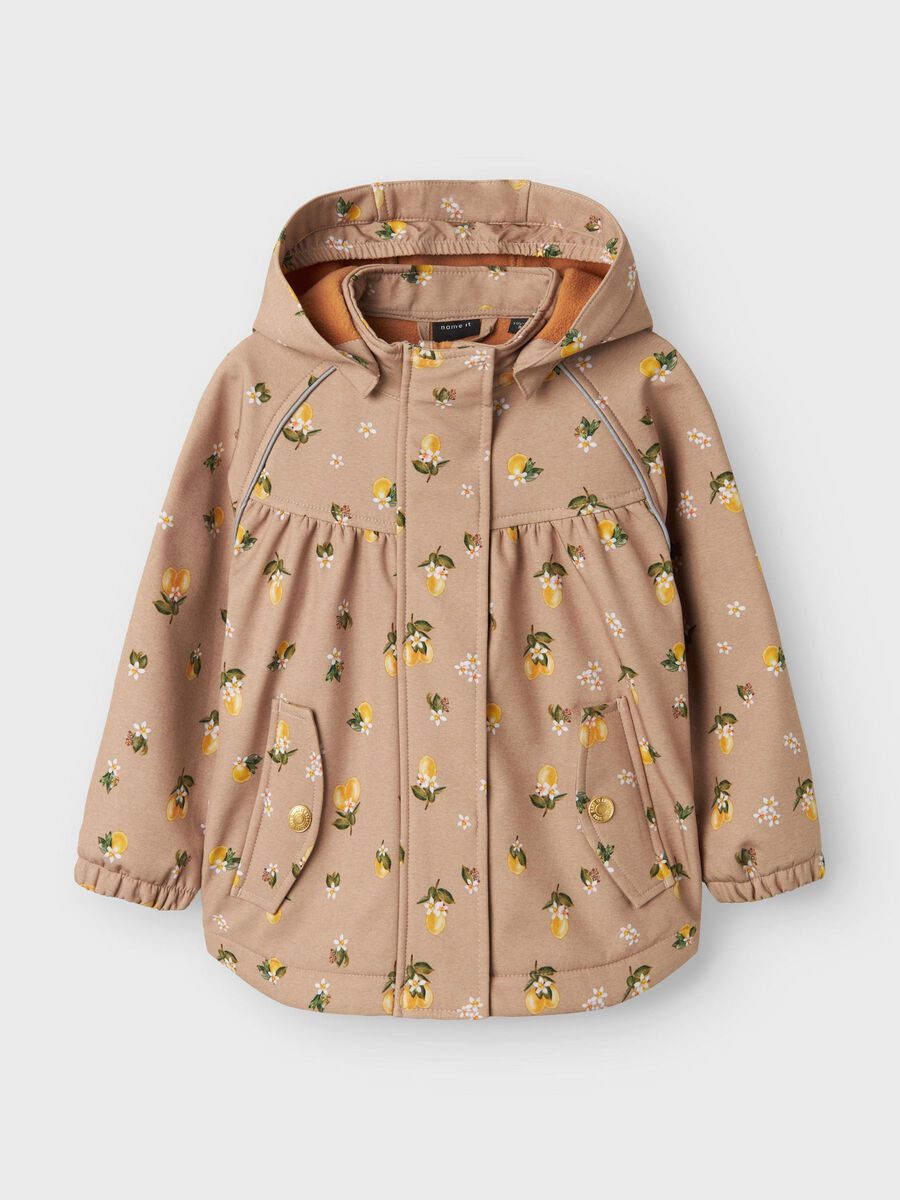Name it - ALFA08 Softshell Jas - Licht Taupe / Lemons