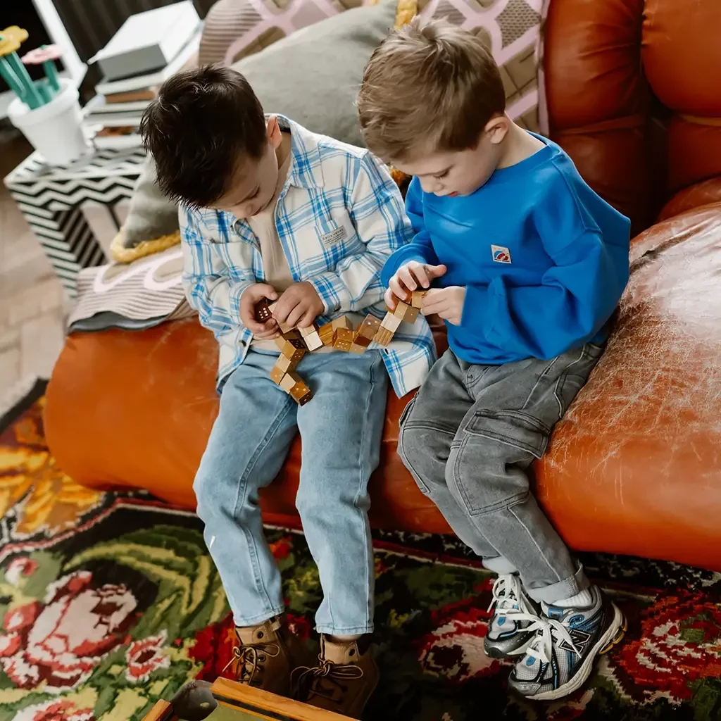 Daily 7 - Oversized Sweater Textprint - Dusty Kobalt