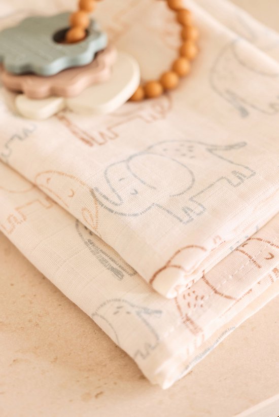 Jollein - Hydrofiele Doek Small 70*70cm - Elephant Tales 3 Stuks