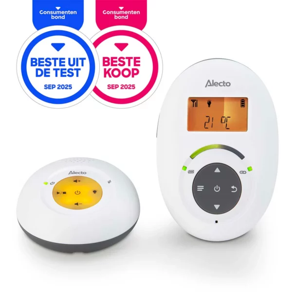 Alecto DBX-125 - Full Eco DECT babyfoon met display - Wit/Antraciet ...