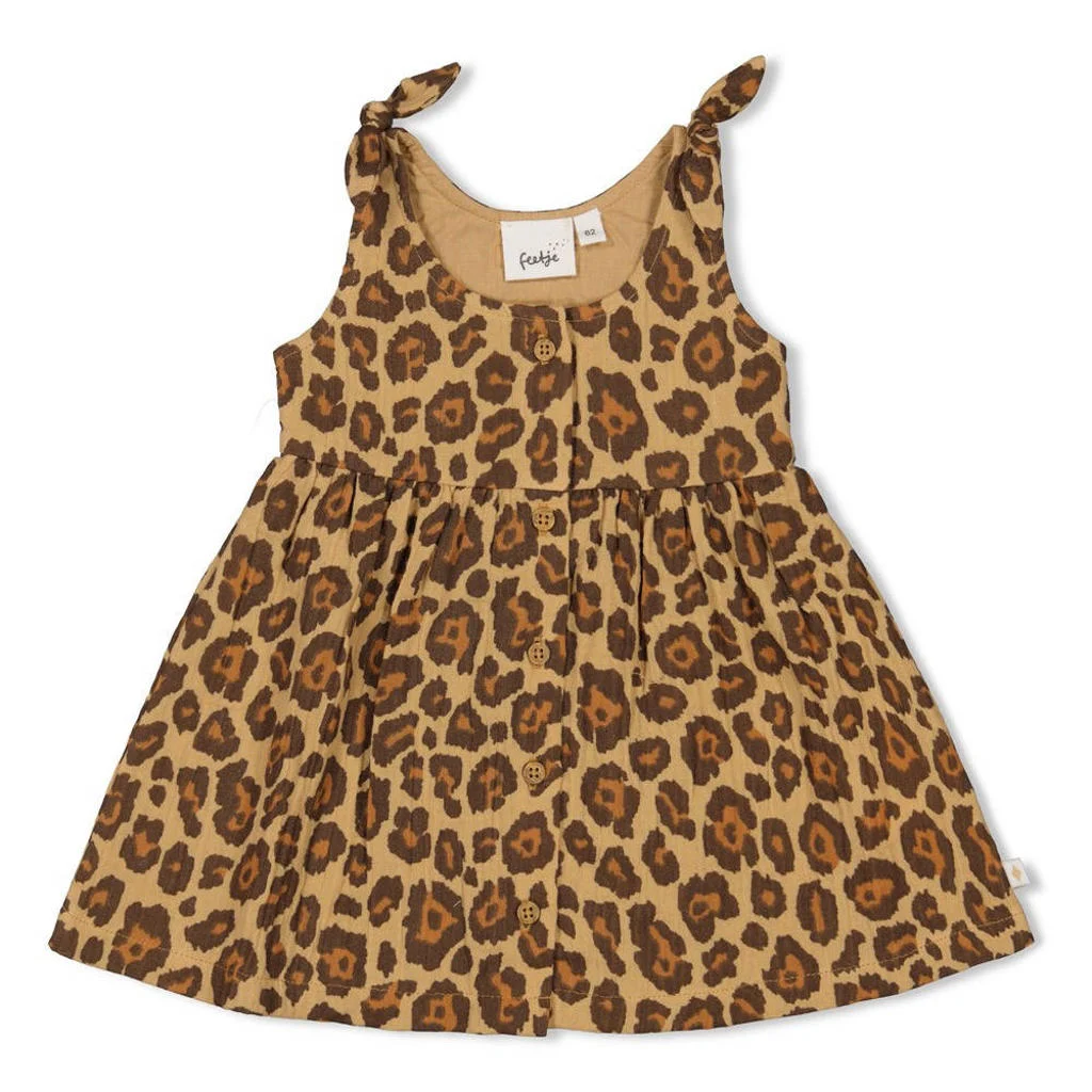 Feetje - Jurk Mousseline met crochetdetail - Summer Wolven Camel