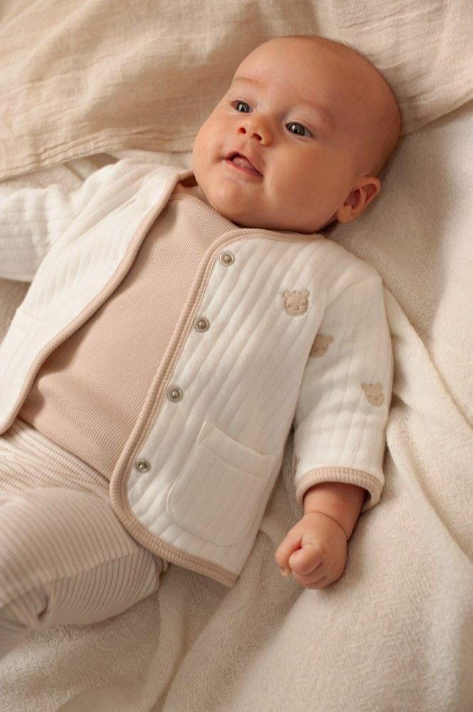 Feetje - Omkeerbaar jasje Embroidery - Honey Bear Offwhite