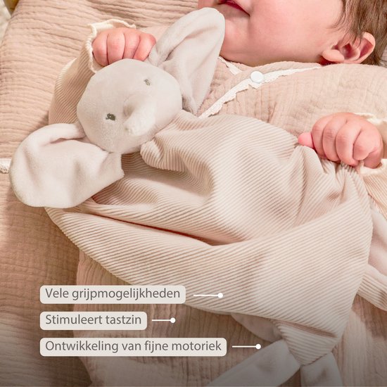 Nattou - FanFan Baby Knuffeldoekje - 65 x 40 cm - Doudou Olifant - Zand