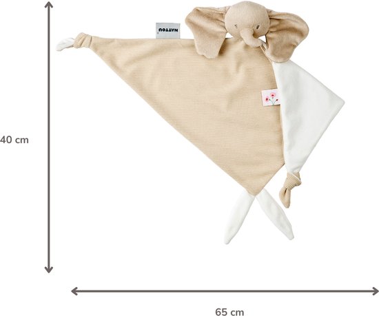 Nattou - FanFan Baby Knuffeldoekje - 65 x 40 cm - Doudou Olifant - Zand