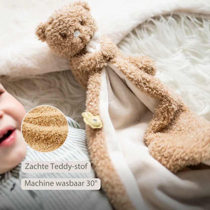 Nattou - Teddy Baby Knuffeldoekje met Knuffel - 27 x 27 cm - Doudou Beer - Beige