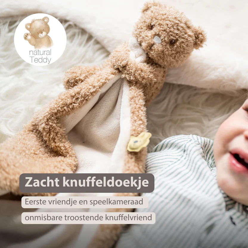 Nattou - Teddy Baby Knuffeldoekje met Knuffel - 27 x 27 cm - Doudou Beer - Beige