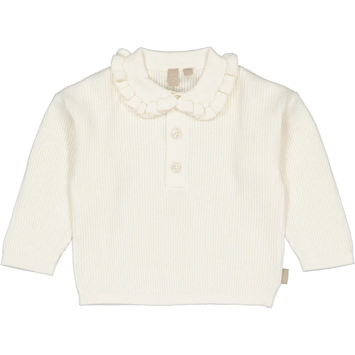 Levv - Off-white shirt met ruchekraag | White Cream