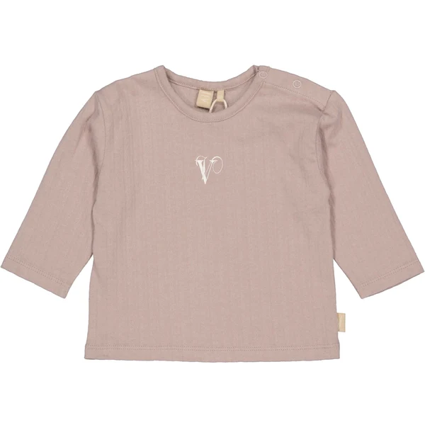 Levv - Oudroze rib longsleeve met borstborduursel | Mauve