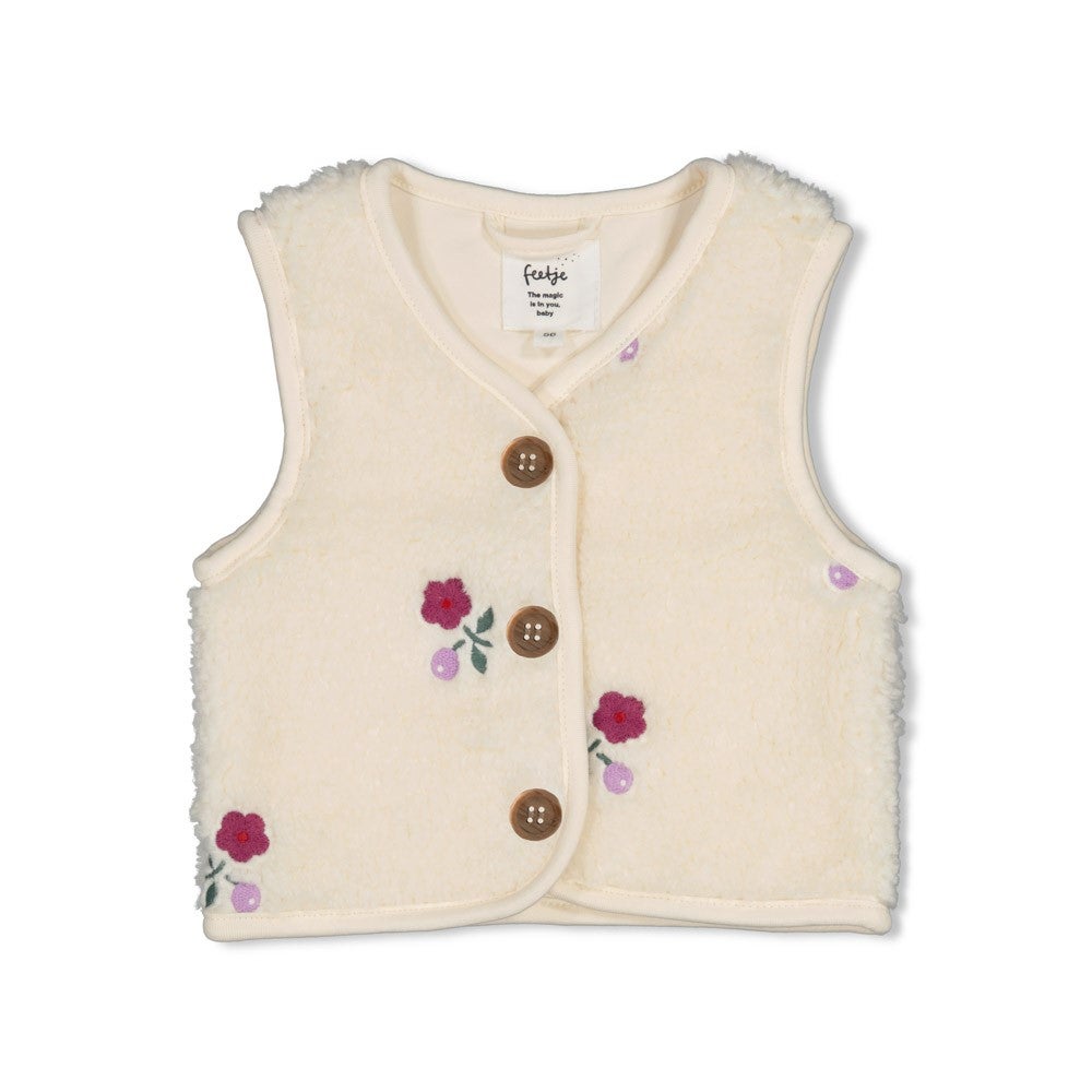 Feetje - Teddy Gilet Met Borduursel Afternoon Tea Creme