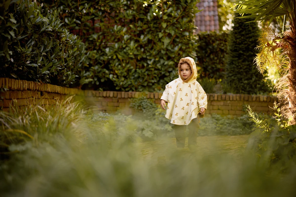 Jollein - Outdoor Poncho Waterrepellent - Mini Teddy Bear/Teddy Fleece
