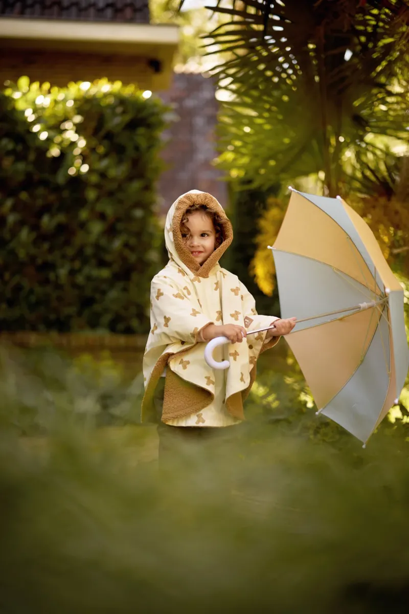 Jollein - Outdoor Poncho Waterrepellent - Mini Teddy Bear/Teddy Fleece