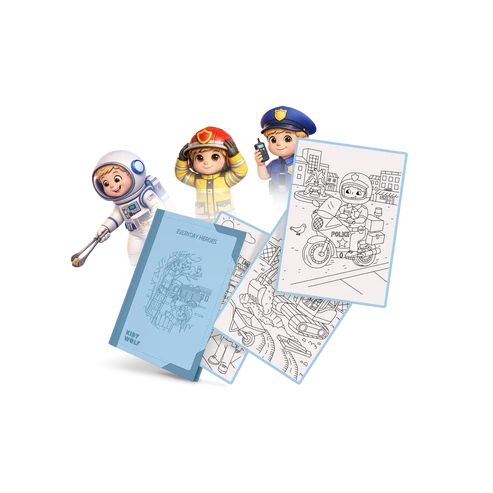 Kidywolf - Refill KIDYDRAW-PAD Extra tekeningen "Everyday heroes"