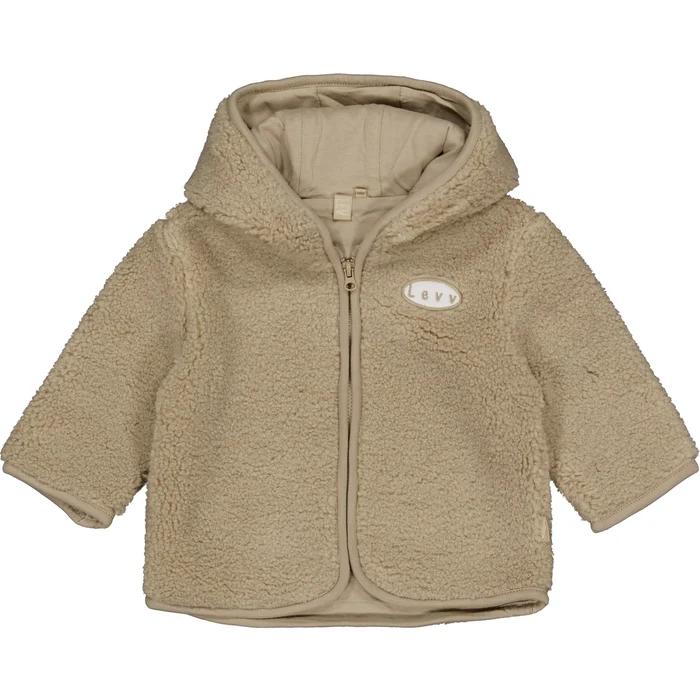 Levv - Beige teddy jas met capuchon | Beige