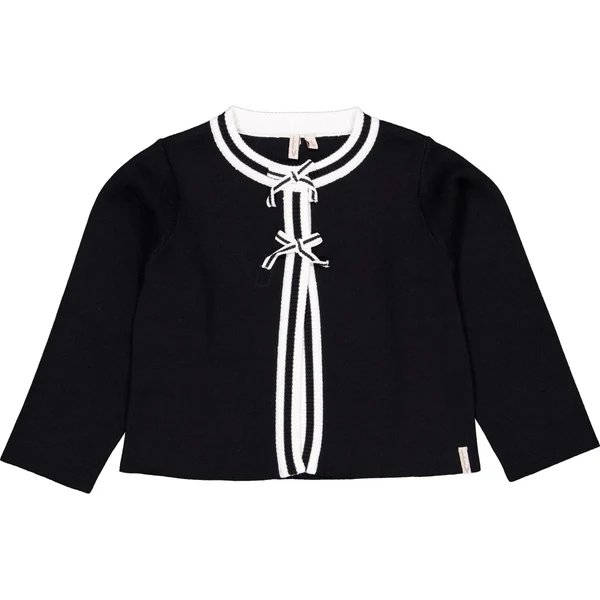 Levv - Zwart vest met witte bies en strikken | Black