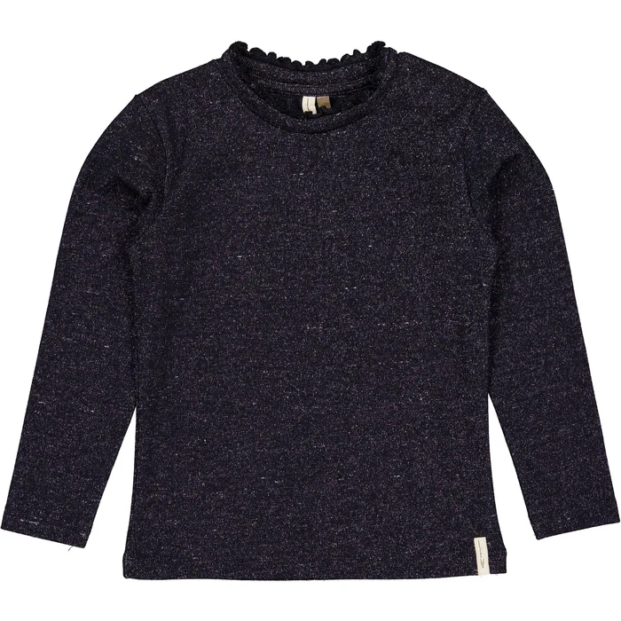 Levv - Zwarte longsleeve met opstaande kraag | Black