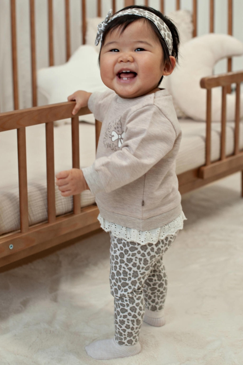 Feetje - Legging Dress to Impress met panterprint lichtbruin/offwhite