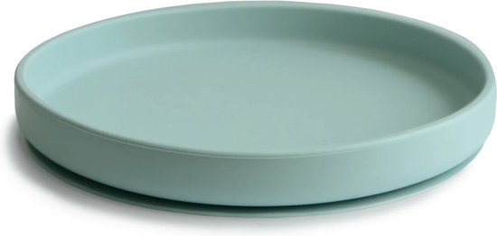Mushie - Bord Mushie Rond Silicone met Zuignap Cambridge Blue
