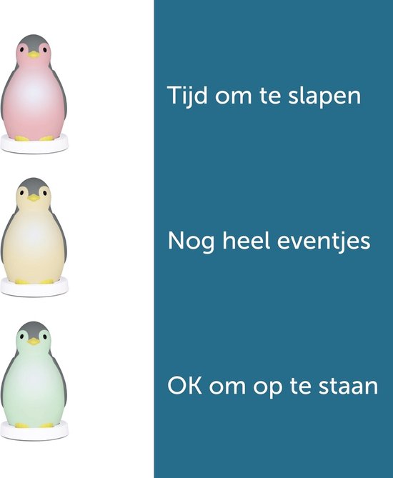 Zazu - Kinder Nachtlamp Pam de Pinguin Grijs - Bluetooth speaker en nachtlamp functie