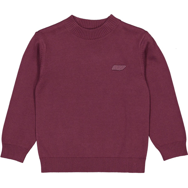Zwarte sweater met subtiel borstlogo | Dark Red