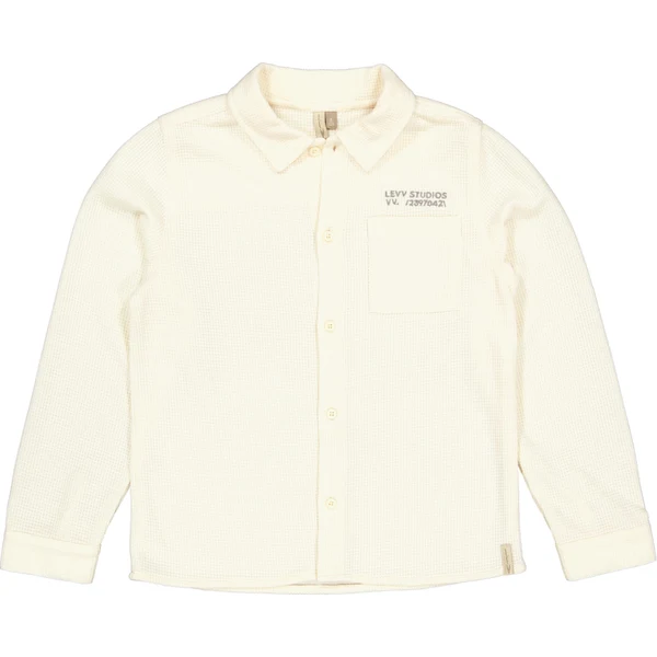 Ecru Overhemd Met Borsttekst | Soft White